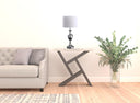 Metal Standard Table Lamp With White Shade - Silver