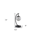 Matte Metal Arched Hanging Orb USB Table Lamp - Black