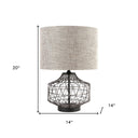 Lamp Base LED With Brown Shade - Black