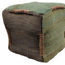 Jute Cube Pouf Ottoman - Green And Brown - HomeRoots - Accent Poufs - Elite Enclave Home
