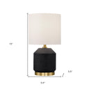 15" Ceramic Cylinder Table Lamp With White Drum Shade - Black And Gold