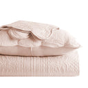 Tuscany - 3 Piece Reversible Scalloped Edge Coverlet Set - Blush
