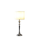 Chrome And Crystal Table Lamp With White Drum Shade - Black