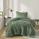 Avril - Twin/Twin Long Fluffy Ribbed Plush Comforter Set - Green - Intelligent Design - Comforters & Sets - Elite Enclave Home