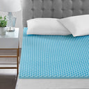 Gel Memory Foam All Season Reversible Hypoallergenic Cooling Mattress Topper - Blue