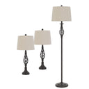 Retro Metal Floor And Table Lamp Set (Set of 3) - White