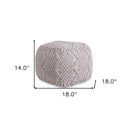 Cotton Blend Pouf Ottoman - White