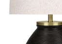 Concrete Round Table Lamp With Ivory Drum Shade - Black And Gold - HomeRoots - Table Lamps - Elite Enclave Home