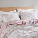 Malea - 3 Piece Full/Queen Shaggy Comforter Mini Set - Pink/White