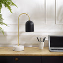 21" Iron Desk Table Lamp With Black Bell Shade - Black