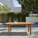 81" Solid Wood Outdoor Dining Table With Umbrella Hole - Brown