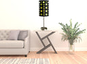 Metal Mod Table Lamp With Black And Green Drum Shade - Silver