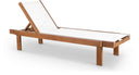 Tulum Water-Resistant Outdoor Patio Lounger – teak frame with water-resistant mesh fabric in black or off-white