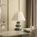 Bedside Table Lamp With Off-White Empire Shade - Gray