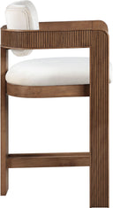 Sacha - Velvet Stool With Brown Base - Meridian Furniture - Counter Height (24" - 27") - Elite Enclave Home