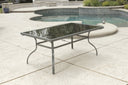 7 Piece Rectangular Glass Dining Set With Six Chairs - Black And Gray