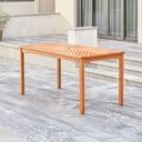 Eucalyptus Slat Wood Straight Outdoor Dining Table With Umbrella Hole - Natural