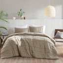 Porter - California King Soft Washed Pleated Comforter Set - Khaki