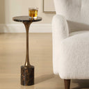 Karnes - Dark Marble Drink Table - Black / Bronze / Brown - Uttermost - Accent Tables - Elite Enclave Home
