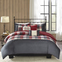 Ridge - King 6 Piece Herringbone Duvet Cover Set - Red - Madison Park - Bedding Sets - Elite Enclave Home