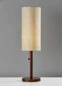 Solid Wood Standard Table Lamp With Beige Shade - Walnut