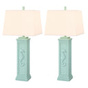 Table Lamp With Off-White Shade (Set of 2) - Teal Blue
