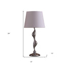 24" x 12" x 12" Bedside Table Lamp With White Empire Shade - Silver