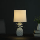 Bedside Table Lamp With White Empire Shade - White