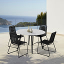 5 Piece Stone Dining Set With Four Chairs - Gray And Black