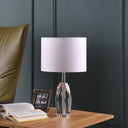 Faceted Crystal Urn Table Lamp With White Drum Shade - Chrome