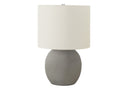Concrete Round Table Lamp With Ivory Drum Shade - Gray - HomeRoots - Table Lamps - Elite Enclave Home