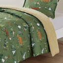 Heath - Forest Animals Plush Reversible Twin Comforter Set - Green