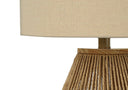 Rattan Geometric Table Lamp With Beige Drum Shade - Brown - HomeRoots - Table Lamps - Elite Enclave Home