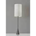 Black Metal Tall White Shade Table Lamp - Nickel Finish