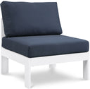 Nizuc Outdoor Armless Chair – white aluminum frame with waterproof fabric cushions