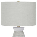 Ceramic Round Table Lamp With Gray Drum Shade - Gray And White - HomeRoots - Table Lamps - Elite Enclave Home