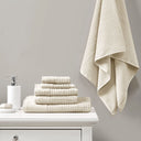 Spa - 6 Piece Jacquard Antimicrobial Towels Set - Taupe - Madison Park - Towel Sets - Elite Enclave Home