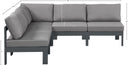 Nizuc - Outdoor Patio 5 Piece Modular Sectional With Gray Frame - Meridian Furniture - Stationary Sectionals- Elite Enclave Home