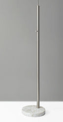 Reading Nook Floor Lamp Arc Arm Adjustable Gray Fabric Shade - Brushed Steel - HomeRoots - Floor Lamps - Elite Enclave Home