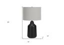 Concrete Urn Table Lamp With Gray Drum Shade - Black - HomeRoots - Table Lamps - Elite Enclave Home