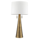 Metal Two Light Table Lamp With White Empire Shade - Brass