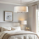 Presidio - 5 - Light White Drum Shade Chandelier - Silver / White - Hampton Hill - Chandeliers - Elite Enclave Home