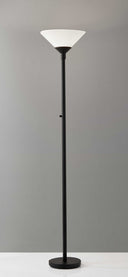 Torchiere Floor Lamp With White Cone Shade - Black - HomeRoots - Floor Lamps - Elite Enclave Home
