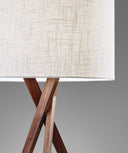 Solid Wood Tripod Floor Lamp With Drum Shade - Brown / White - HomeRoots - Floor Lamps - Elite Enclave Home