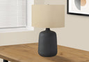 Ceramic Round Table Lamp With Beige Drum Shade - Black - HomeRoots - Table Lamps - Elite Enclave Home