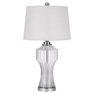 Glass Table Lamp With Empire Shade - Clear White
