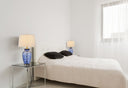 Swirl Glass Table Lamp With White Empire Shade - Blue