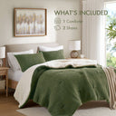 Riordan - Full/Queen Waffle Knit Comforter Set - Olive - Madison Park - Comforters & Sets - Elite Enclave Home