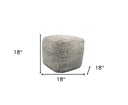 Wool Cube Pouf Ottoman - Gray