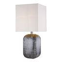 Ceramic Table Lamp With White Square Shade - Blue And Gray